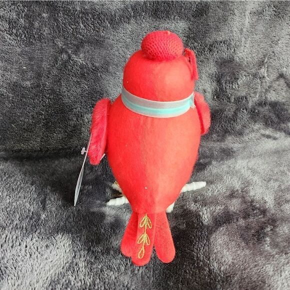 NEW 6.25" Fabric Valentine's Day Bird Figurine Holding 'Love' Sign - Picture 3 of 8